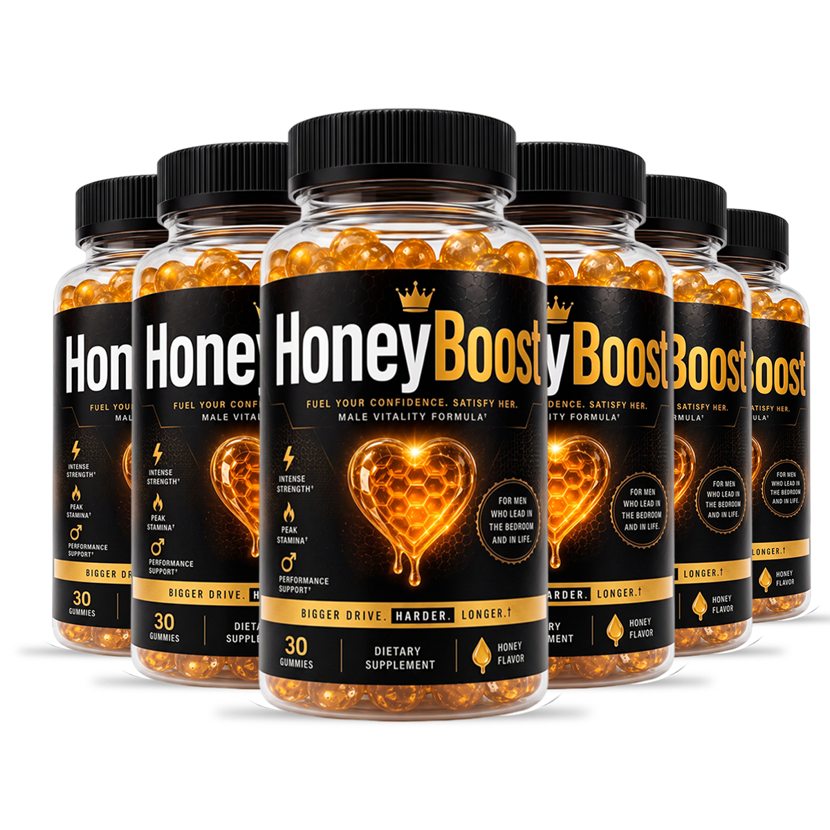 HoneyBoost daily male vitality gummy bottles
